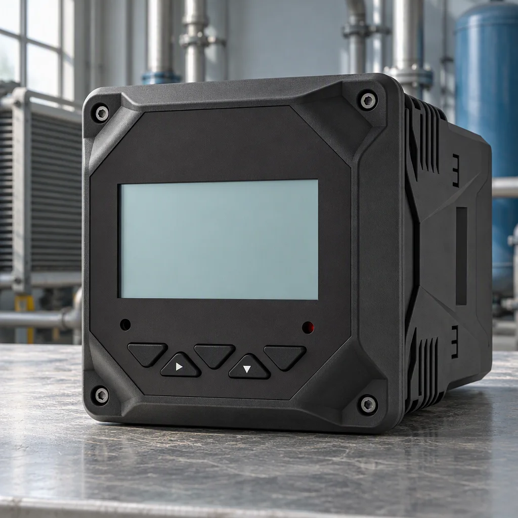 Conductivity controller on a bench beside cell bodies, showing the wetted path of each topology