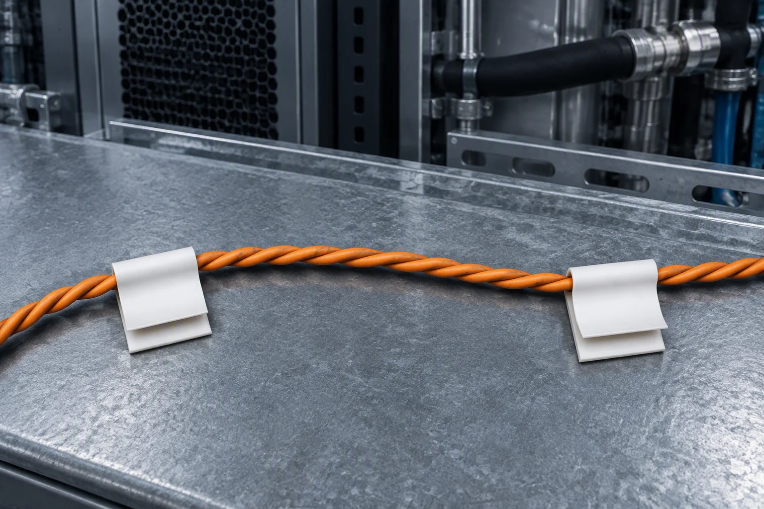 Floor level of a liquid-cooled rack aisle, the height a leak detection sensing run sits at