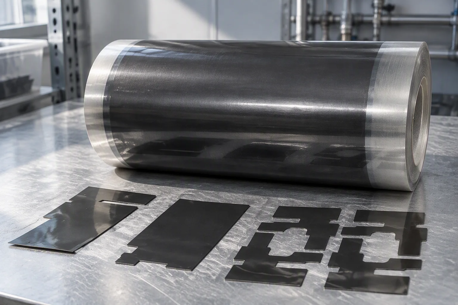 A phase-change sheet on a cold-plate surface, backing peeled back